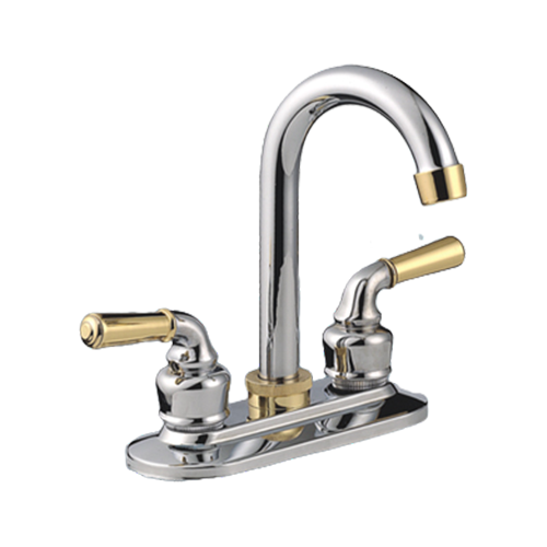 4 inches brass lavatory faucet ,basin faucet, hot and cold mixer brass body、 zinc lever handles、steel spout，satin chrome,gold & Chrome