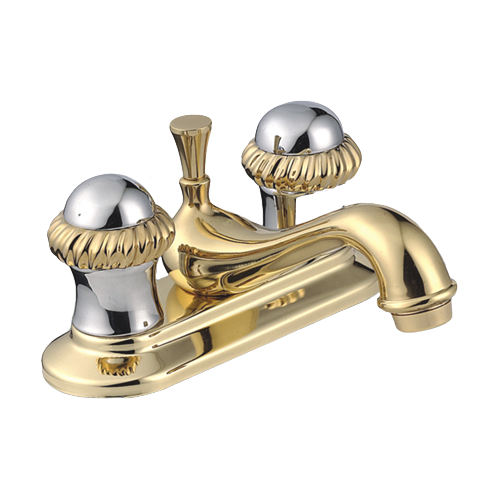 4 inches brass spout  lavatory faucet ,basin faucet, hot and cold mixer .steel ,ABS cover、 zinc  handles、   compression stem.   polished chrome & gold