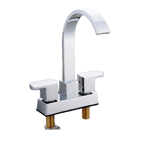 4 inches brass lavatory faucet ,basin faucet, hot and cold mixer brass body、 zinc lever handles、steel spout，satin chrome,gold & Chrome